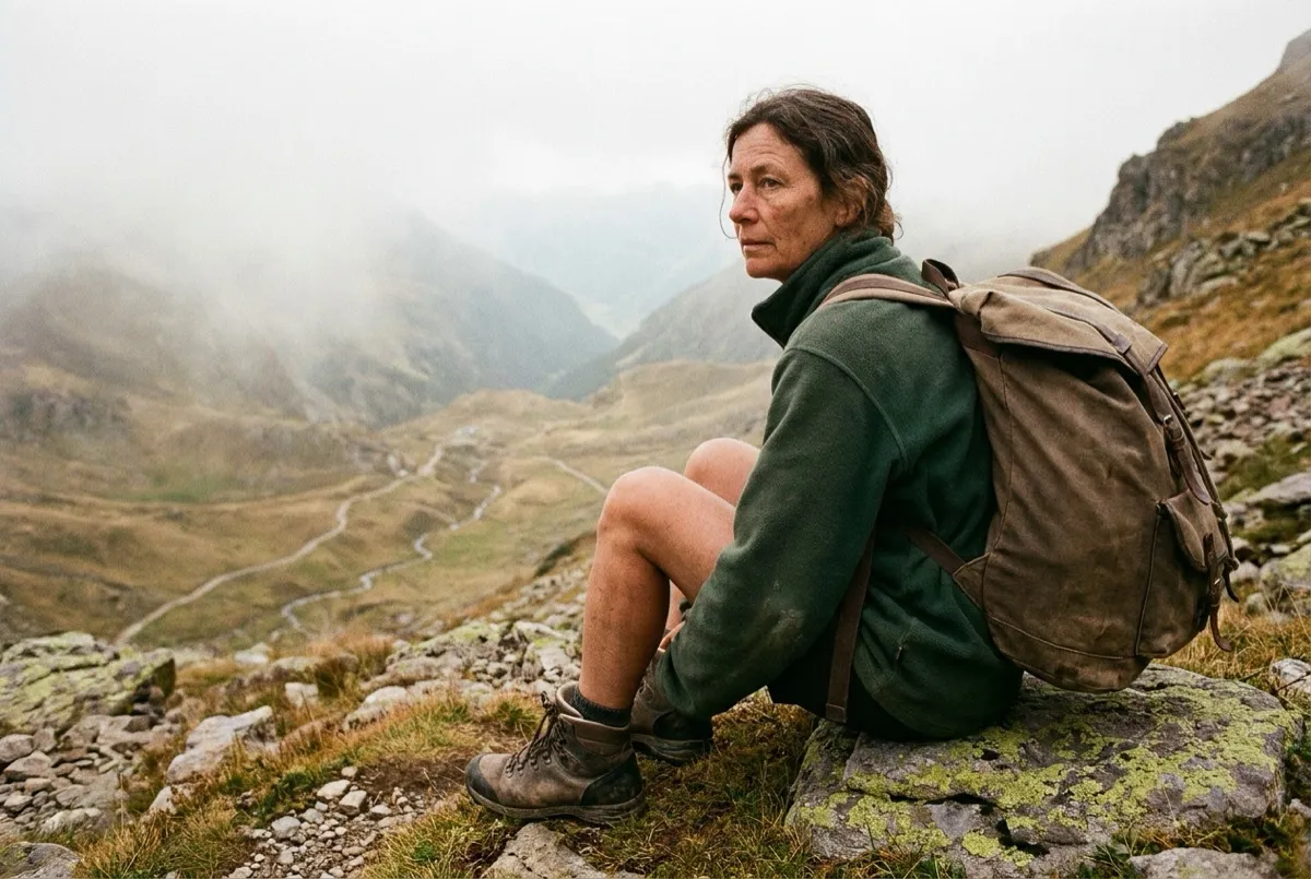Gründerin Lina rastet 2017 auf einem Pass in den Pyrenäen